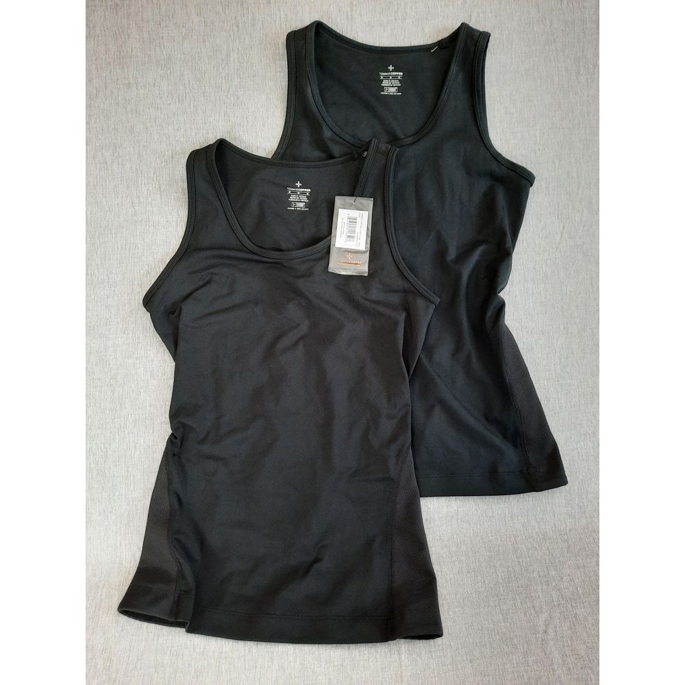 Tommie Copper Women 2 of Medium Active Stretch Tank Top Lower Back Support Black